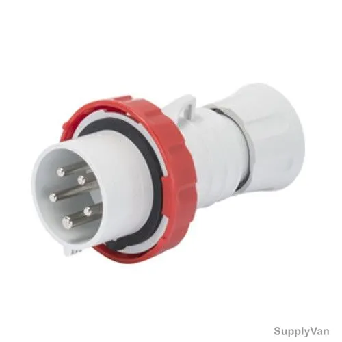 Gewiss Straight Plug, GW60031H, IP66, 16A, 3P+N+E, White-Red