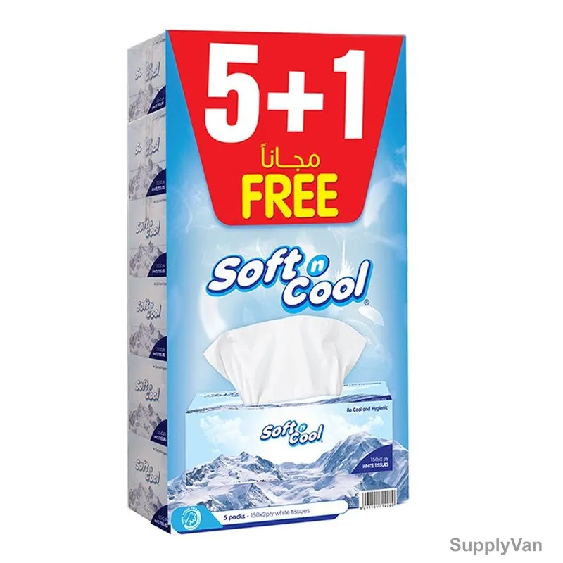 Hotpack Soft N Cool Facial Tissue, SNCT150OP, 2 Ply, 30+6 Free
