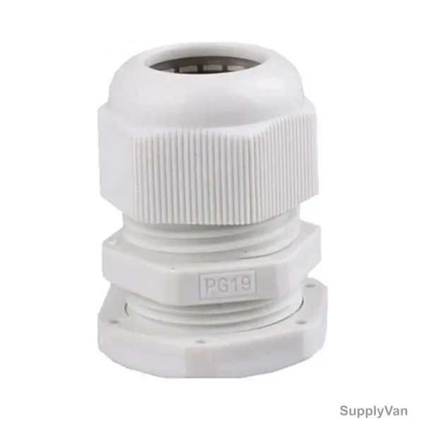 PVC Gland, PG-19, 24MM Outer Dia, 12-16MM Cable Size, White, 100 Pcs/Pack