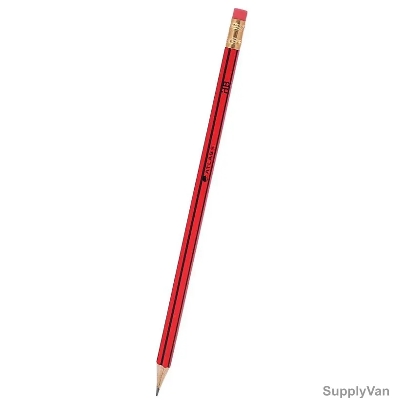 Atlas HB Pencil With Erasier, Red and Black, 12 Pcs/Pack