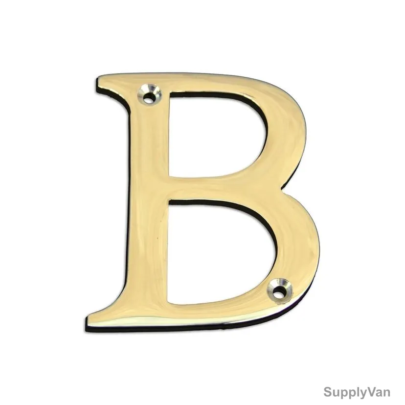 Brass Plated House Door Letter "B", KT-1992, 2 Inch, Aluminium, Gold