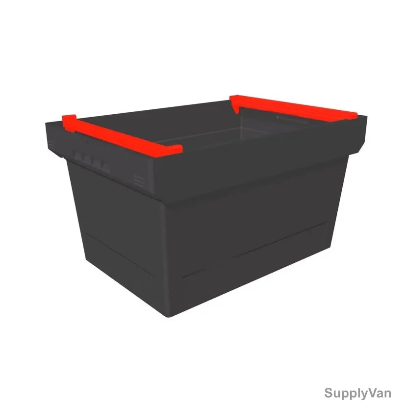 Bito Storage Container With Stacking Rails, MBB64321, Polypropylene, 54 Ltrs, 600 x 400MM, Black and Red