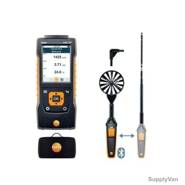 Testo Air Flow ComboKit With Bluetooth, 440, Delta P, -20 to 50 Deg.C