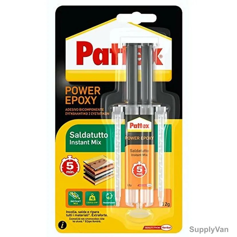 Pattex Power Epoxy Adhesive, 866008, Steel, 11ML, 20 Pcs/Pack