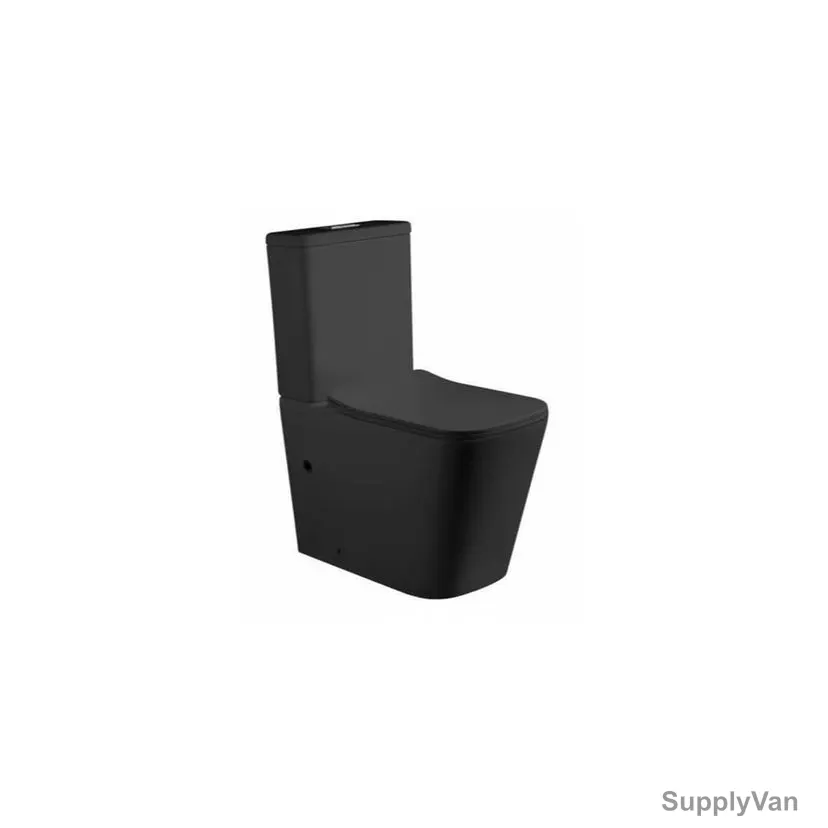 Sonet Two-Piece S-Trap Water Closet, 2061, Quadra, Ceramic, 81CM Height x 64CM Width x 37CM Length, Matt Black