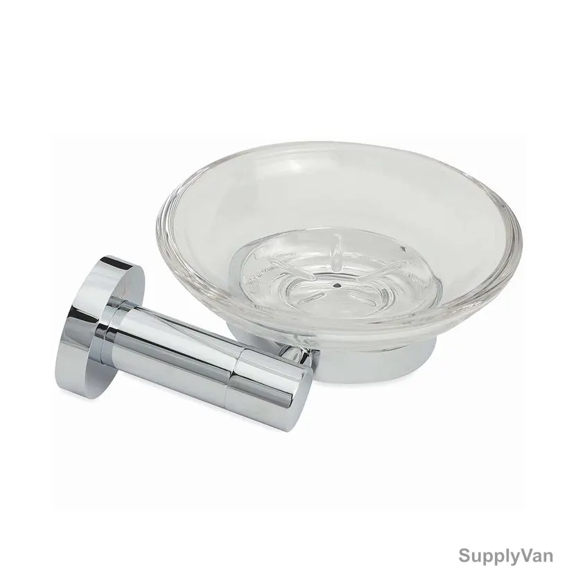 Bold Symphony Wall Mounted Soap Dish Holder, Brass/Glass, Clear/Silver — image 1
