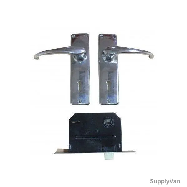 Vertex Door Lock With Handles, VXDH-EM22, Silver and Black