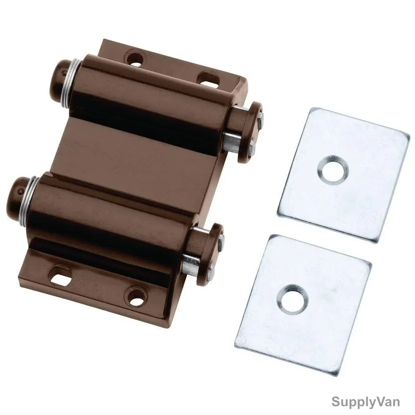 Yingda Double Magnetic Door Catcher, YD-907B, Iron and Plastic, 58x34MM, Brown