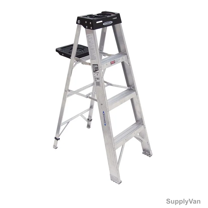 Werner Single Sided Step Ladder, 374, Aluminium, 4 Feet Height, 136 Kg Weight Capacity