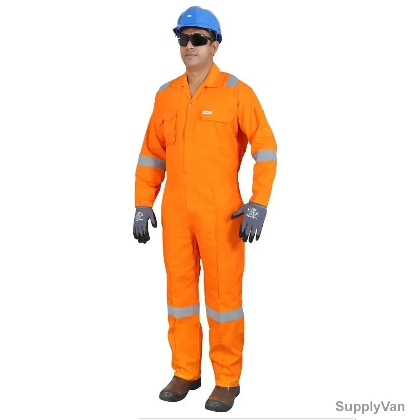 Vaultex Reflective Coverall, NOL, 100% Cotton, 240 GSM, XL, Light Orange