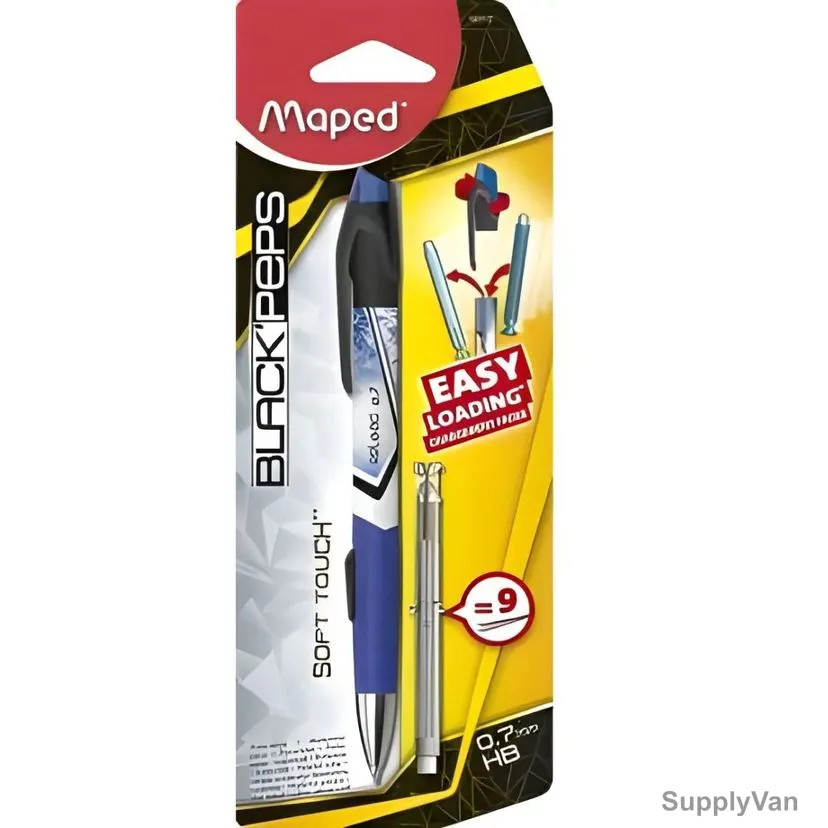 Maped Reload Mechanical Pencil With Lead, MD-560112, Black'Peps, 0.7MM Tip Size, Blue, 2 Pcs/Set