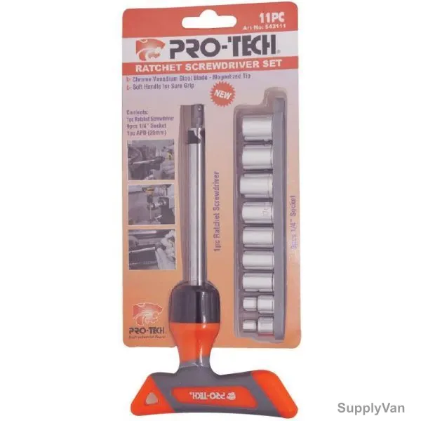 Pro-Tech T-Type Ratchet Screwdriver Set, 543111, 11PCS