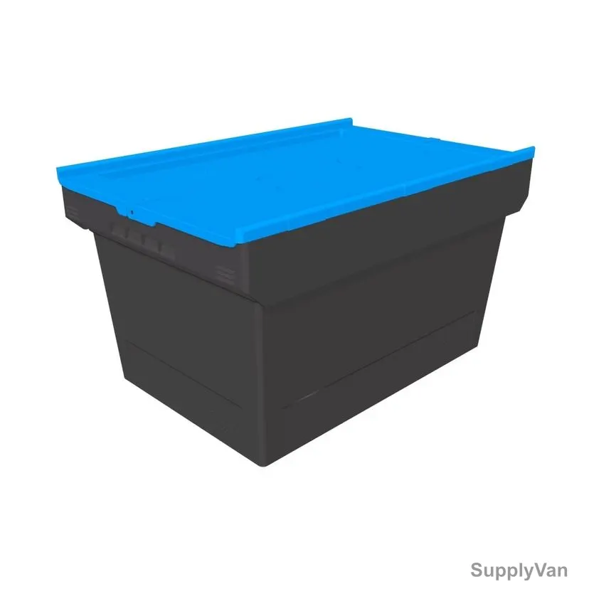 Bito Attached Lid Container, MBD64321, Polypropylene, 54 Ltrs, 610 x 400MM, Black and Blue