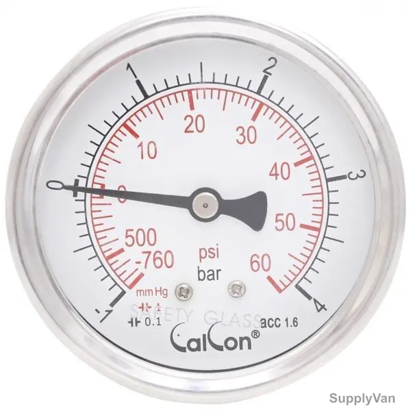 Calcon Pressure Gauge, CC10D, 63MM, 1/4 Inch, NPT, -1-4 Bar