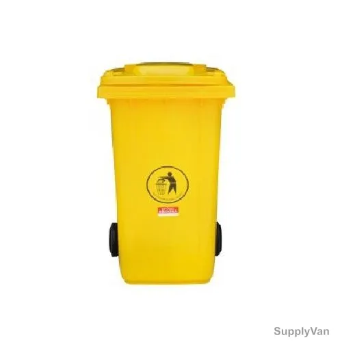 Brooks Waste Bin With 2 Wheels, BKS-WST-383, HDPE, 240 Ltrs, Yellow