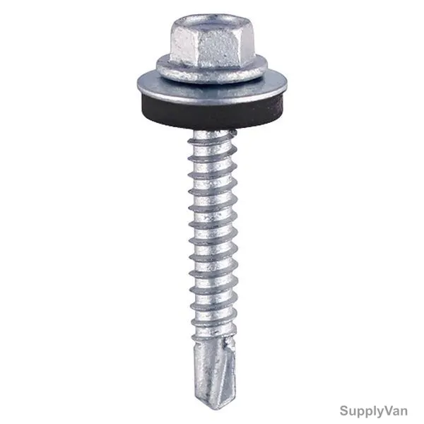 All Screw Fasteners Self Drilling Screw With Bonded EPDM Washer, Slotted Hex Head, M5.5 x 25MM, 1000 Pcs/Pack