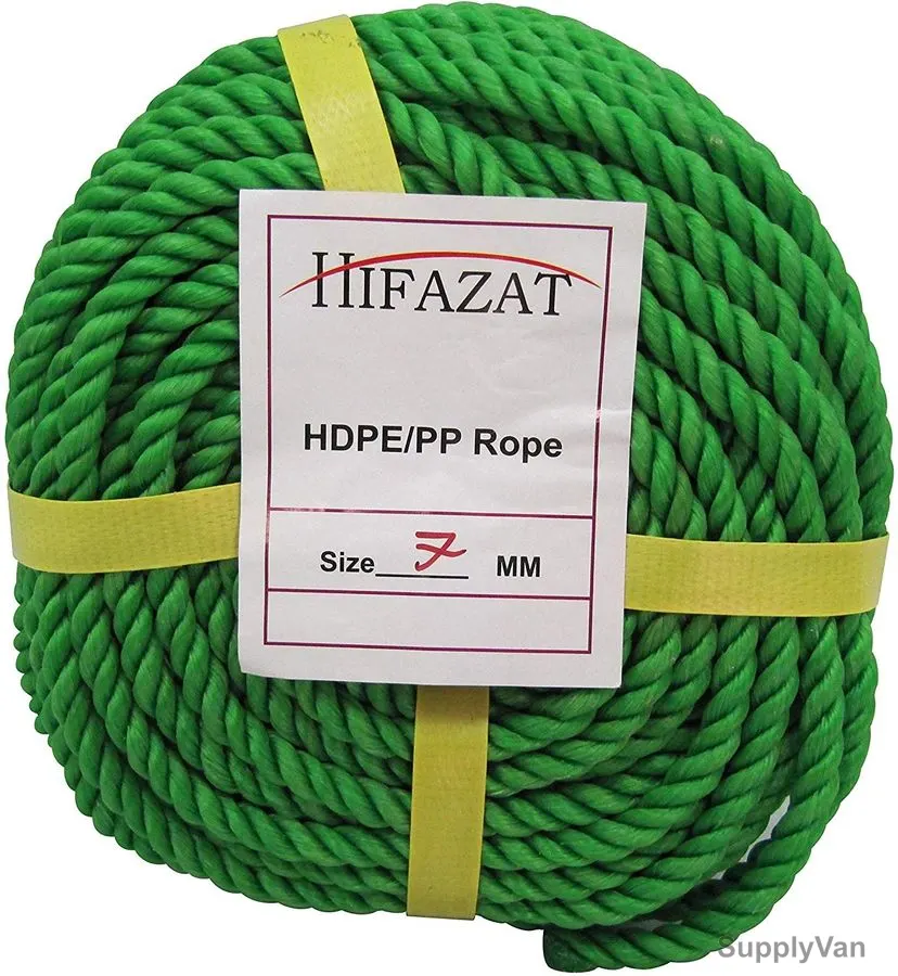 Hifazat Rope, SHGT-NRG-725, Nylon, 7MM x 22.86 Mtrs, Green