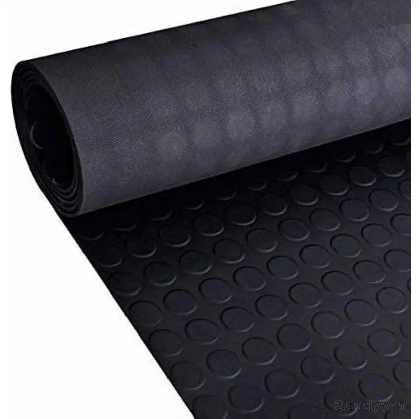 Trident Non-Slip Matting Roll, Rubber, 3MM Thk, 1.5 Mtrs Width x 1 Mtrs Length, Black — image 1