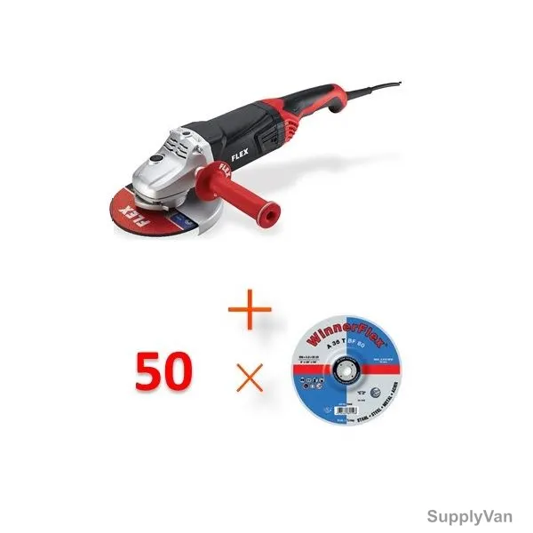 Flex Angle Grinder With 50 Pcs 7 Inch Metal Cutting Discs, L-21-8-Set, 2100W — image 1