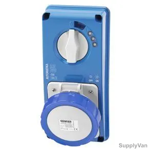 Gewiss Vertical Socket Outlet, GW66054N, IP67, 16A, 2P+E, White-Blue