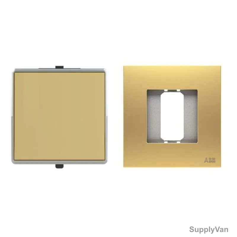 ABB Electrical Switch With Rocker Frame, AMD10544-MG+AMD5044-MG, Millenium, 1 Gang, 2 Way, 10A, Matt Gold — image 1