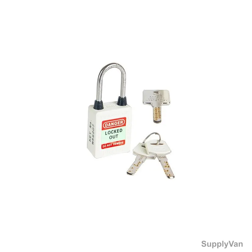 Loto-Lok Three Point Traceability Lockout Padlock, 3PTPWKDMKR40, Nylon and Stainless Steel, 40 x 5MM, White