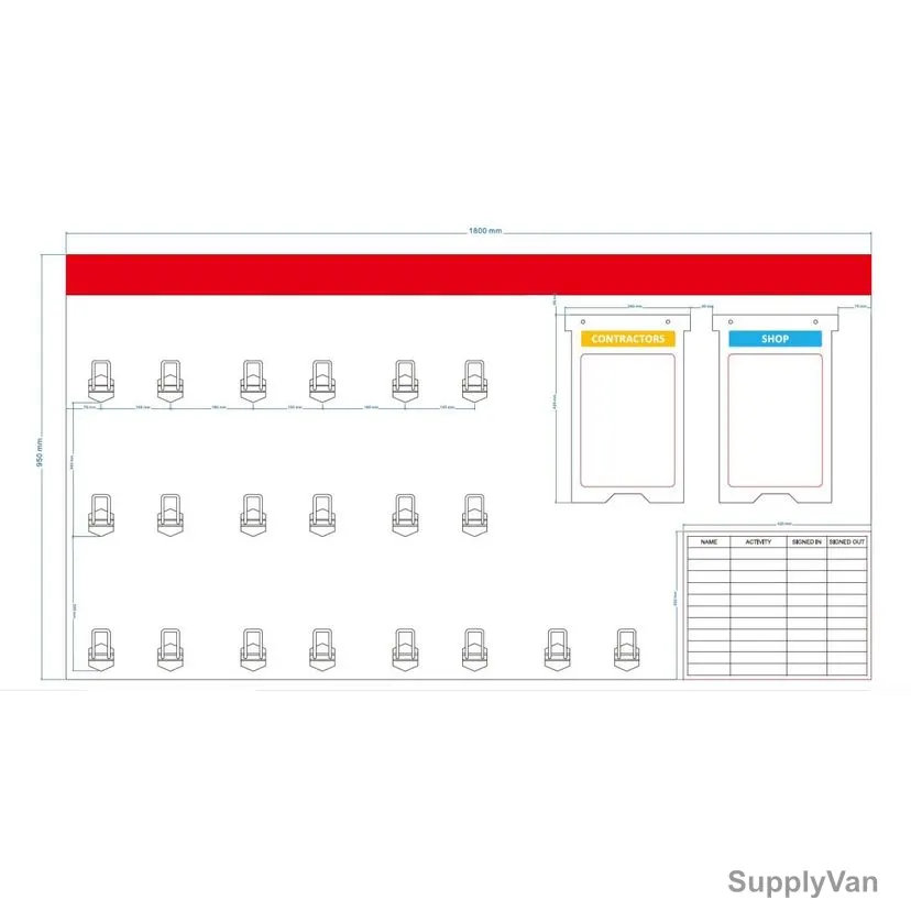 Loto-Lok Customized Mechanical Shadow Board, 950MM Width x 1800MM Length