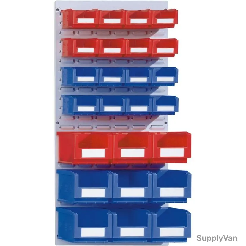 Bito Louvered Panel With Pick Bins, SK-SET4, 24 Bins, 991 x 457MM, Blue