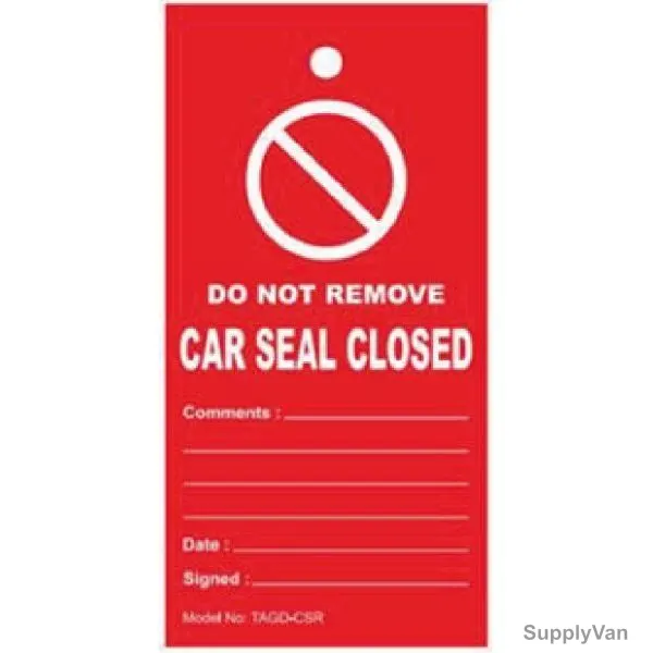 Car Seal Closed Tag, TAGD-CSR, 80 x 160MM, Red