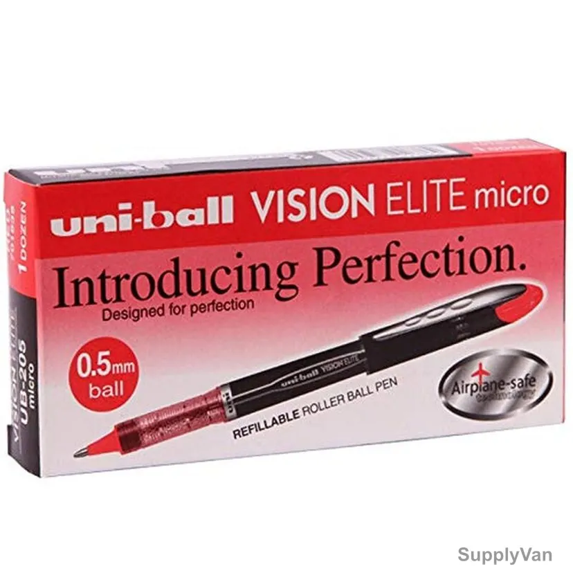 Uni-Ball Roller Ball Pen, UB205, Vision Elite, 0.5MM, Red, 12 Pcs/Pack