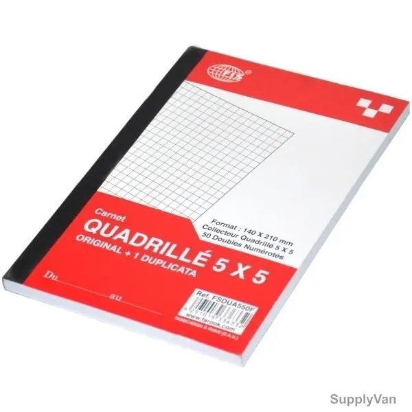 FIS 5MM Square French Duplicate Book, FSDUA550F, 148 x 210MM, 50 Pages, Red
