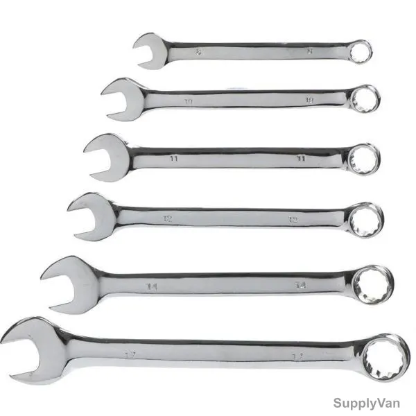 American Mechanix Combination Spanner Set, Chrome Nickel Steel, Silver, 6 Pcs/Set