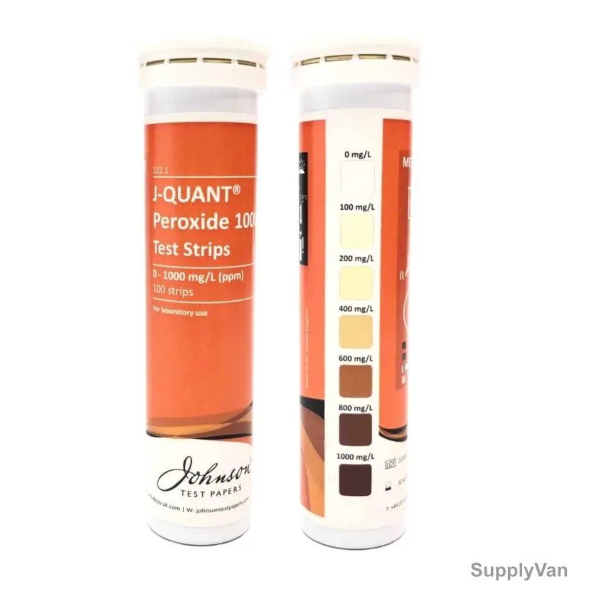Johnson Peroxide Test Strip, 222.1, J-Quant, 0 to 1000 PPM, 100 Strips/Vial