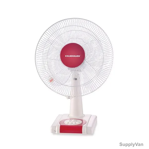 Olsenmark Table Fan, OMF1700, 16 Inch, 60W, White/Red