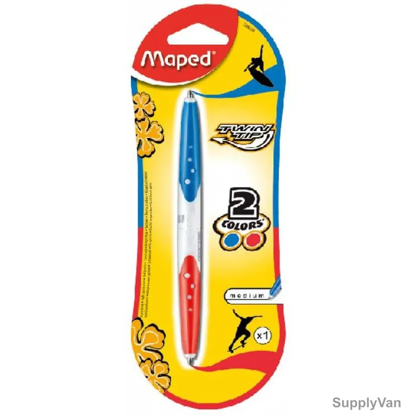 Maped FW Twin Tip 2 Color Ball Point Pen, MD-229210, Blue/Red