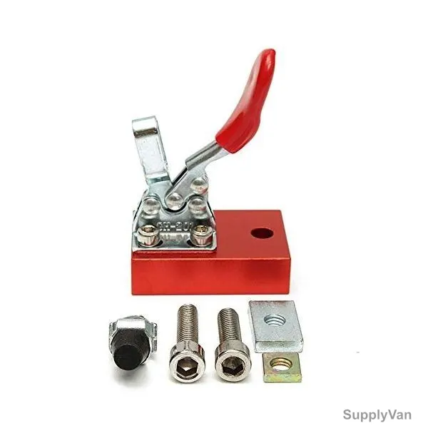 Extrusion Top Holding Clamp for CNC Machine, Metal, Red and Silver