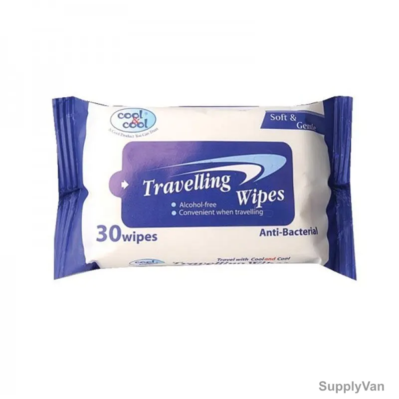 Cool and Cool Travelling Wipes, White, 30 Pcs/Pack