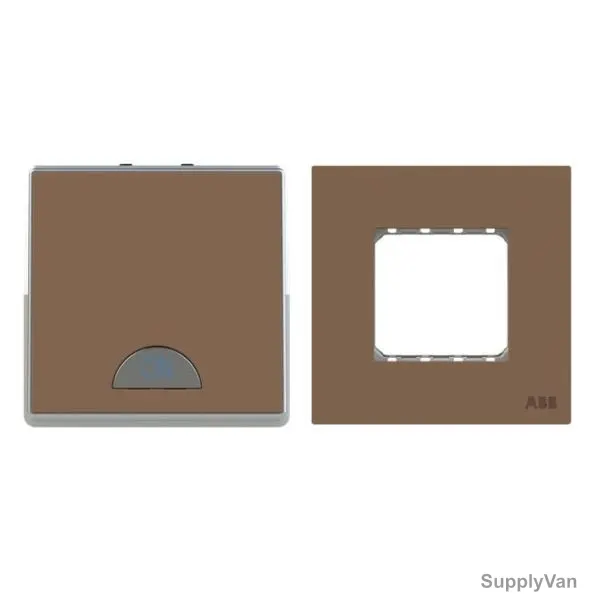ABB Electrical Switch With LED and Double Rocker Frame, AMD11140-MO+AMD5144-MO, Millenium, 1 Gang, 2 Way, 20A, Mocha Brown — image 1