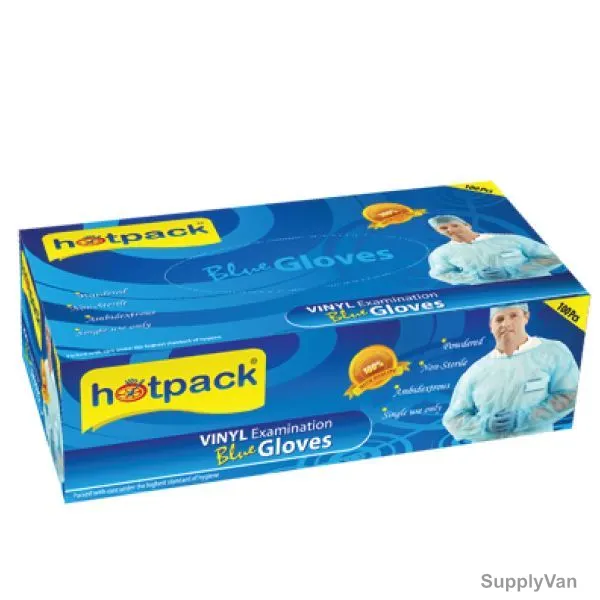 Hotpack Powdered Vinyl Gloves, BVGL, Blue, L, 1000 Pcs/Carton — image 1