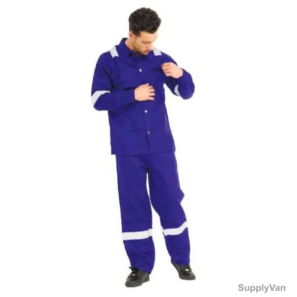 Prime Captain Permanent Flame Retardant Jacket/Trouser, FRPS300, 100% Cotton, 300 GSM, 2XL, Blue — image 1