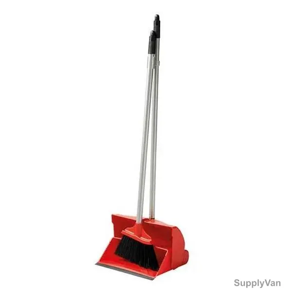 Mr. Brush Long Handle Dustpan and Brush Set, Red