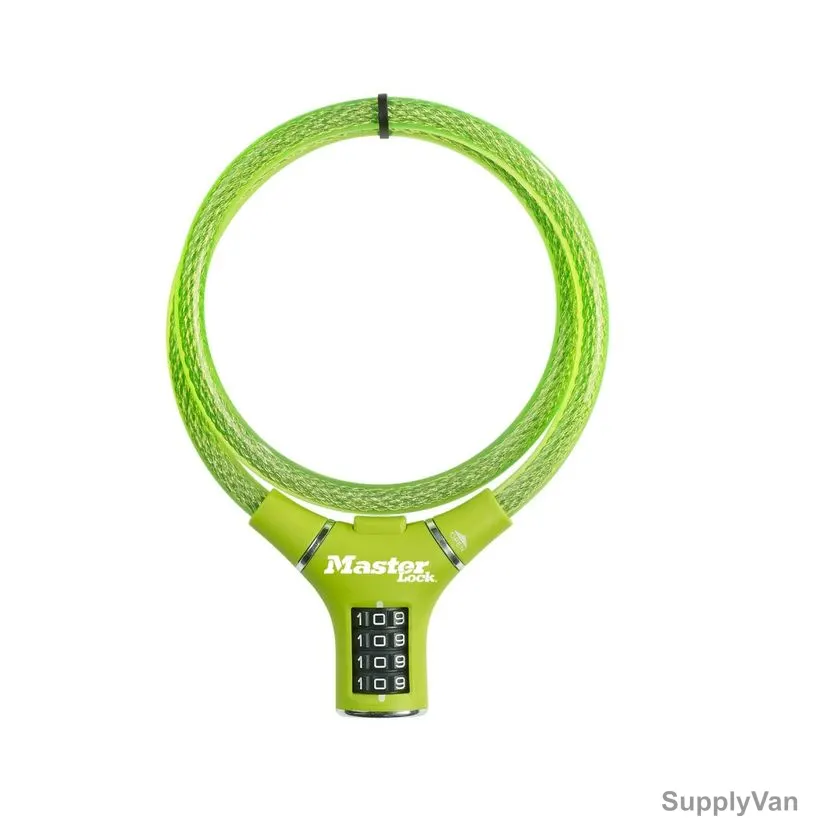 Master Lock Set-Your-Own Combination Cable Lock, ML8229EURDPROCOL, Braided Steel, 90CM x 12MM, Green