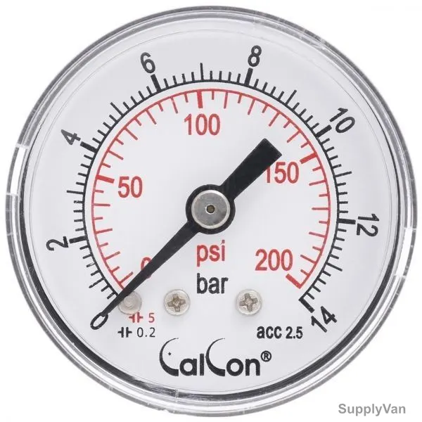 Calcon Pressure Gauge, CC121D, 40MM, 1/8 Inch, BSP, 0-14 Bar