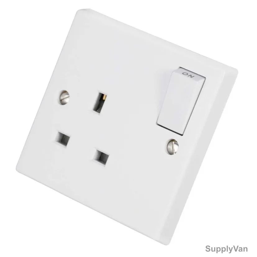Volex Double Pole Switched Socket, VX1300-D, 13A, 1 Gang, Plastic, White