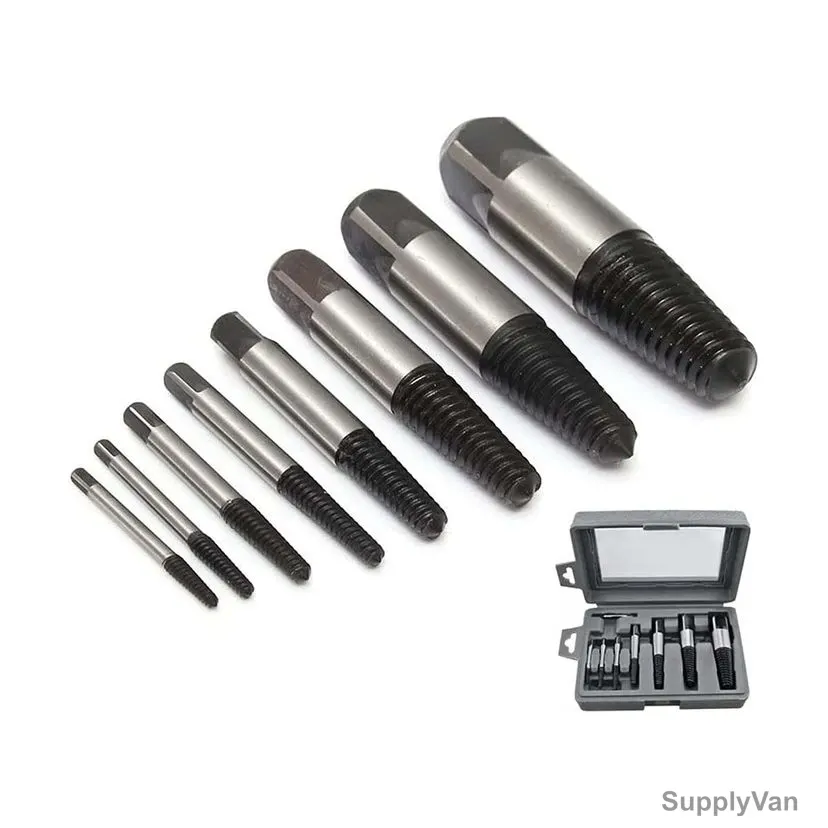 Aqson Screw Extractor Set, Carbon Steel, 8 Pcs/Set