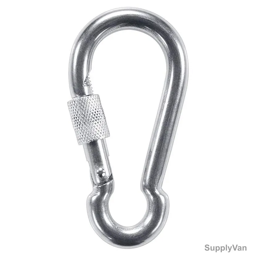 Prond Heavy Duty Screw Gate Locking Carabiner, 316 Stainless Steel, 3.54 Inch Length, 500 Lbs Loading Capacity, Silver — image 1