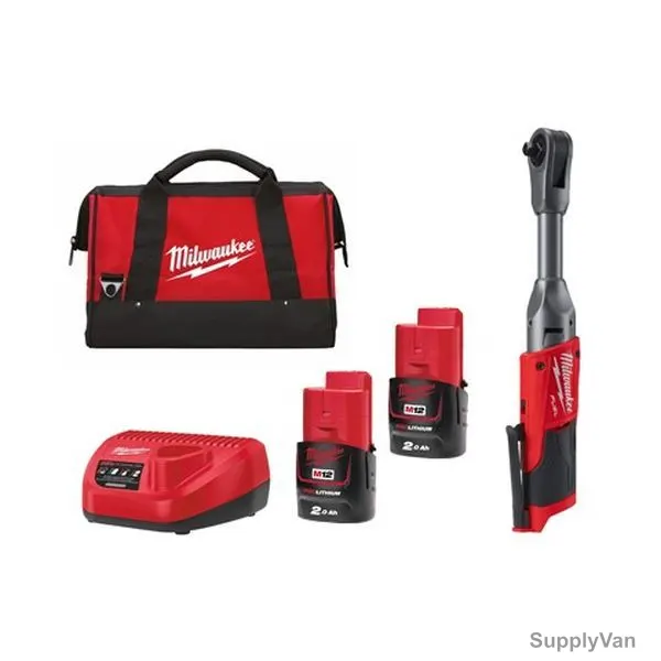 Milwaukee Extended Reach Impact Ratchet, M12FIR38LR-202B, Fuel, 3/8 Inch, 5 Pcs/Kit — image 1
