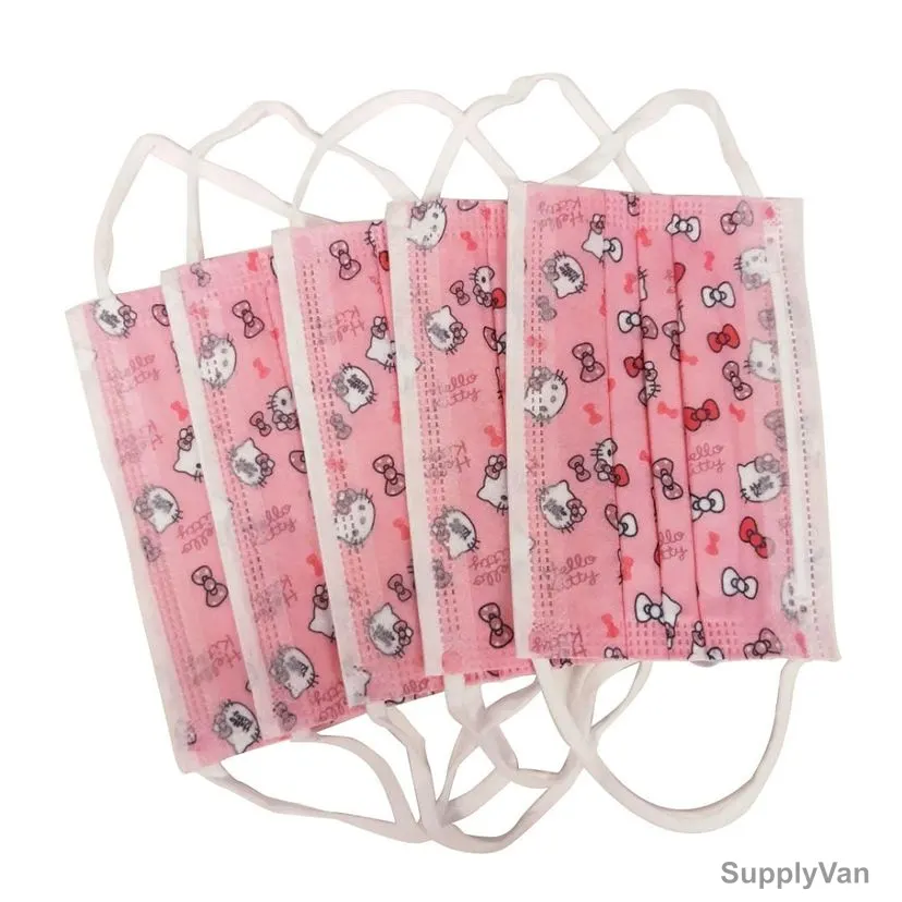 Hello Kitty Printed Kids Disposable Mask, 3 Ply, Pink, 50 Pcs/Pack