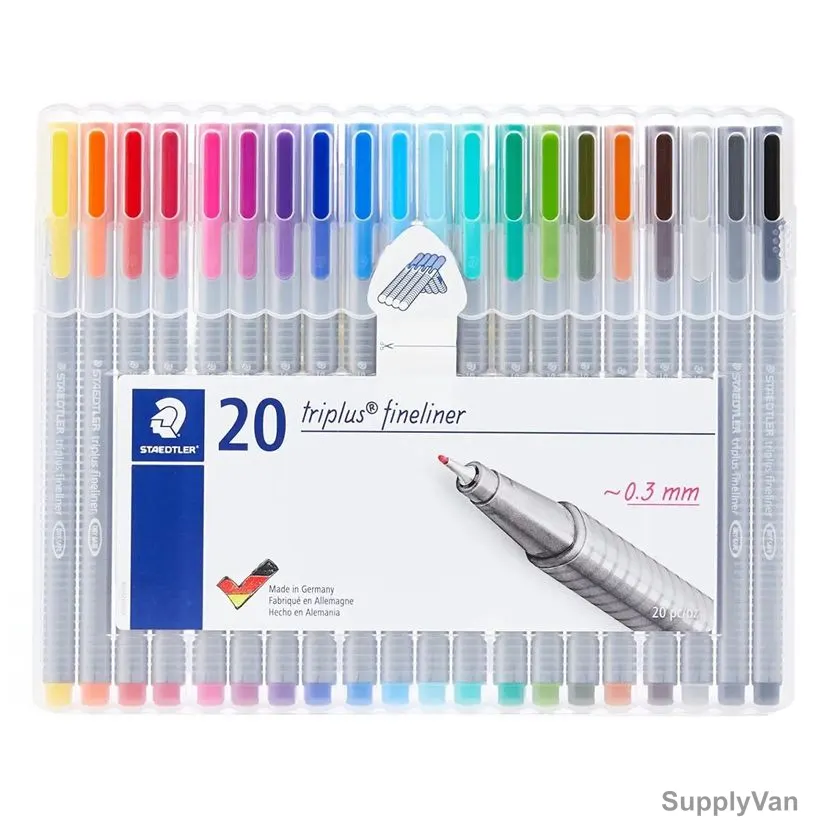 Staedtler Fineliner Pen Set, ST-334-SB20, Triplus, 0.3MM Tip, Assorted Colors, 20 Pcs/Set