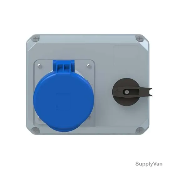 Abb Horizontal Switched Interlocked Socket Outlet, 263MHS6, 200-250V, IP44, 63A, 2P+E, Blue